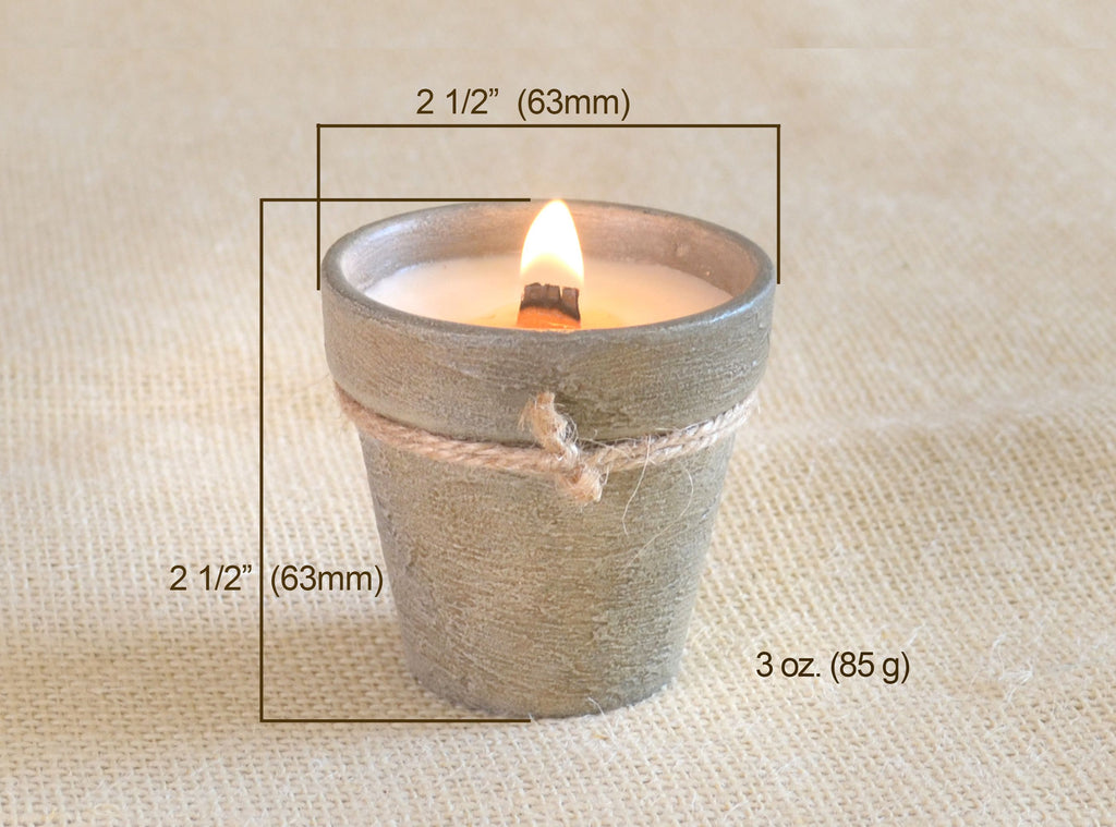 Gift Set of 4 hand-painted Terracotta Mini Candles 3 oz Soy-Coconut VOLCANES Collection