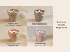 Gift Set of 4 hand-painted Terracotta Mini Candles 3 oz Soy-Coconut VOLCANES Collection