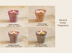 Gift Set of 4 hand-painted Terracotta Mini Candles 3 oz Soy-Coconut VOLCANES Collection