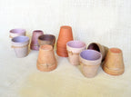 Gift Set of 4 hand-painted Terracotta Mini Candles 3 oz Soy-Coconut VOLCANES Collection